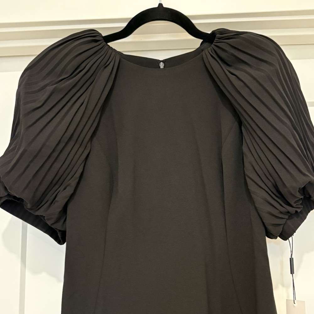 NWT [Calvin Klein] Midi Puff Pleated-Sleeve Stretch Sheath Dress Black Womens 10 - Picture 4 of 12